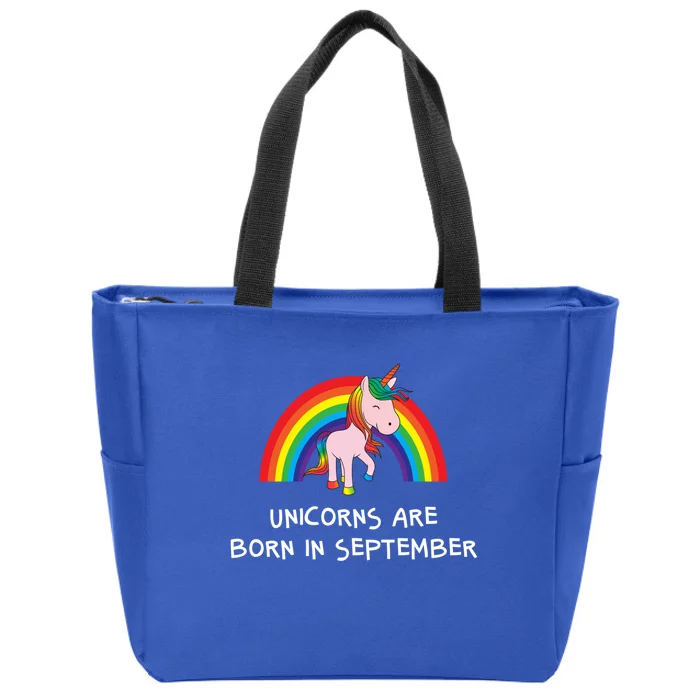 Rainbow Unicorn Funny Gift For People Born In September Birthday Gift Zip Tote Bag