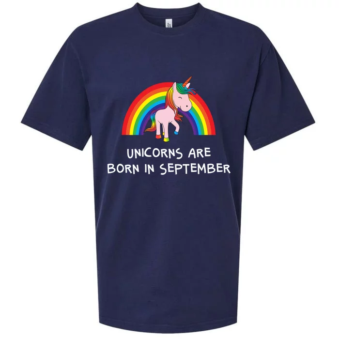 Rainbow Unicorn Funny Gift For People Born In September Birthday Gift Sueded Cloud Jersey T-Shirt