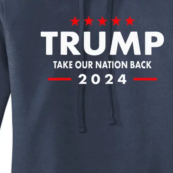 Retro US Flag Take Our Nation Back Trump 2024 Women's Pullover Hoodie