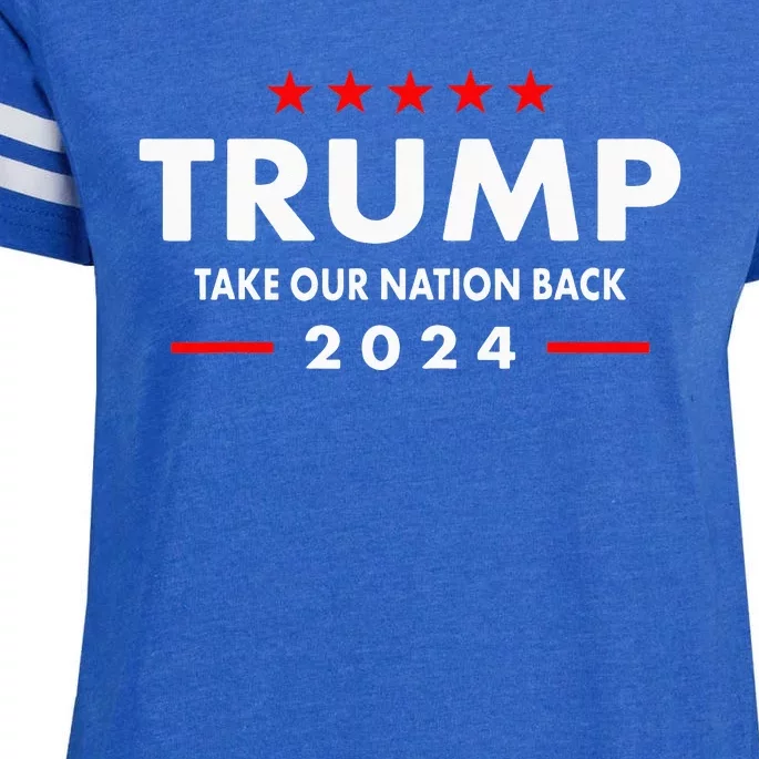 Retro US Flag Take Our Nation Back Trump 2024 Enza Ladies Jersey Football T-Shirt