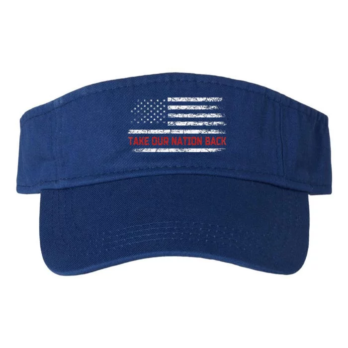 Retro US Flag Take Our Nation Back Trump 2024 Valucap Bio-Washed Visor