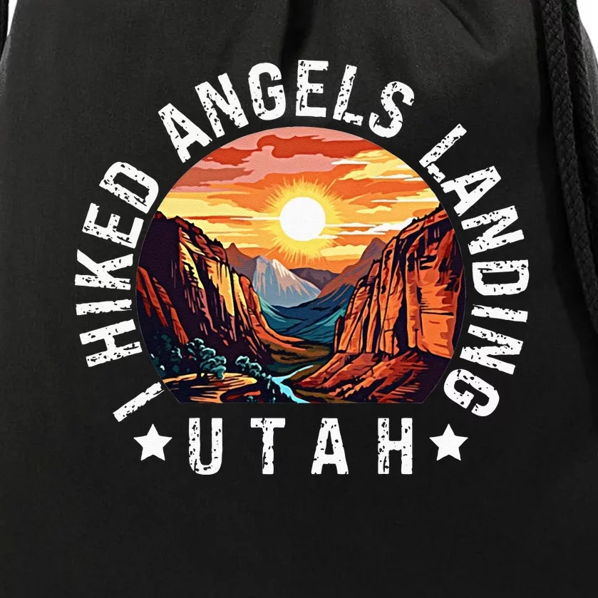 Retro Utah I Hiked Angels Landing Drawstring Bag