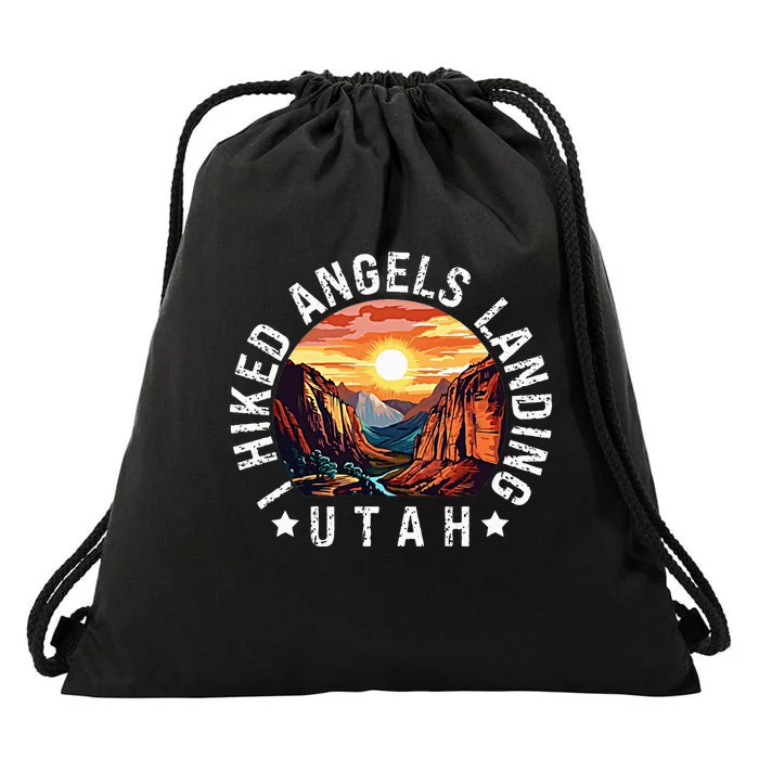 Retro Utah I Hiked Angels Landing Drawstring Bag