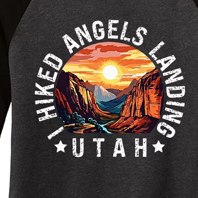 Retro Utah I Hiked Angels Landing Women's Tri-Blend 3/4-Sleeve Raglan Shirt