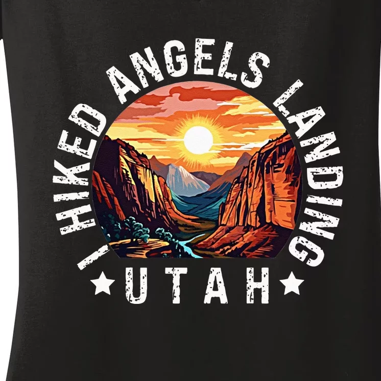 Retro Utah I Hiked Angels Landing Women's V-Neck T-Shirt