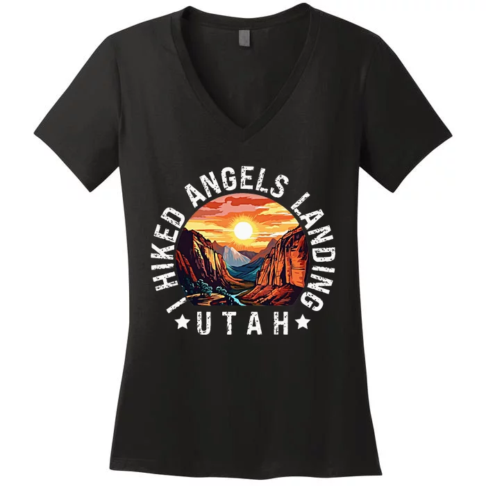 Retro Utah I Hiked Angels Landing Women's V-Neck T-Shirt