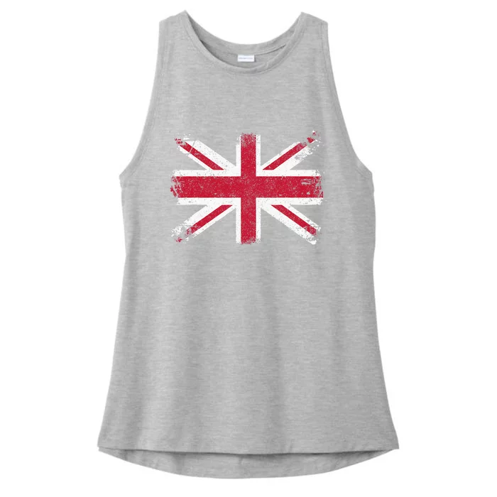 Retro Union Jack Vintage British Flag Great Britain UK Ladies Tri-Blend Wicking Tank