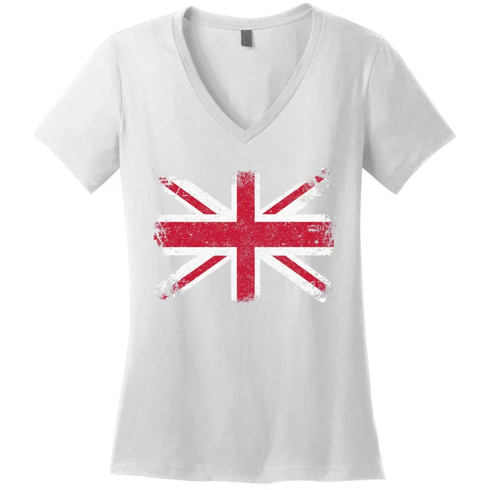 Retro Union Jack Vintage British Flag Great Britain UK Women's V-Neck T-Shirt