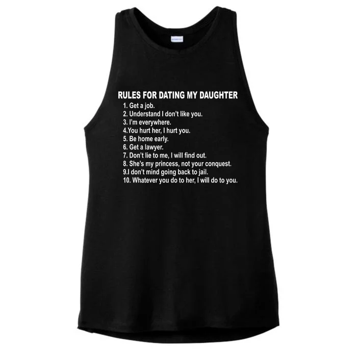 Rules For Dating My Daughter Father's Day Ladies Tri-Blend Wicking Tank