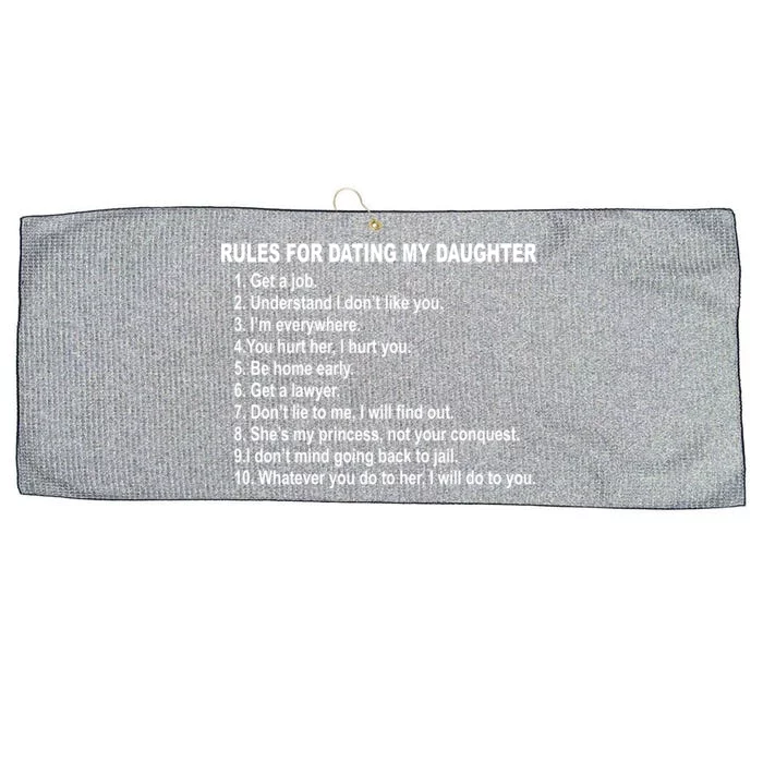 Rules For Dating My Daughter Father's Day Large Microfiber Waffle Golf Towel