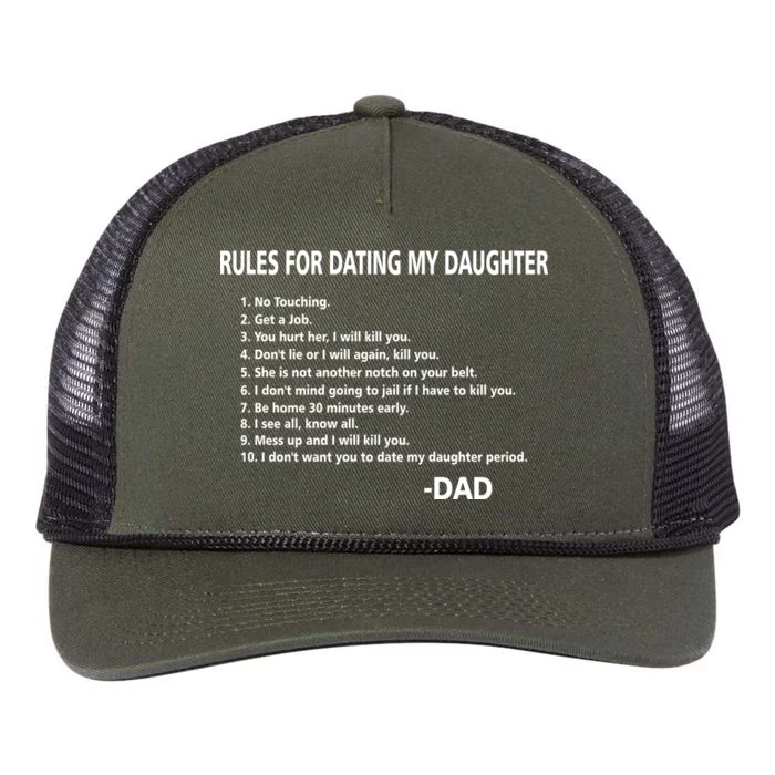 Rules For Dating MY Daughter Funny Retro Rope Trucker Hat Cap