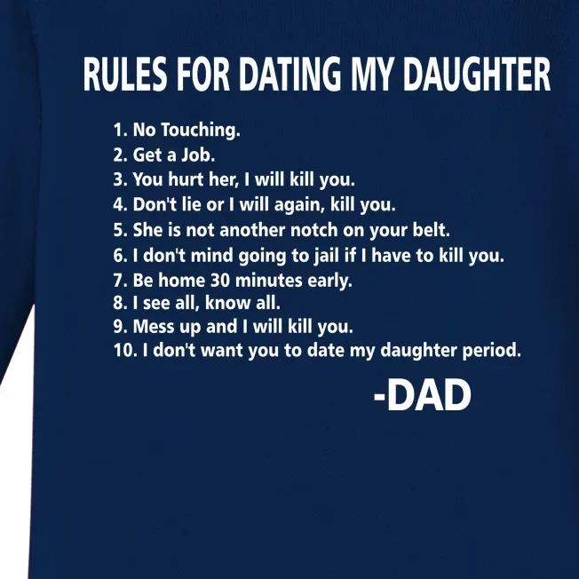 Rules For Dating MY Daughter Funny Baby Long Sleeve Bodysuit