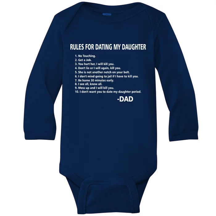 Rules For Dating MY Daughter Funny Baby Long Sleeve Bodysuit