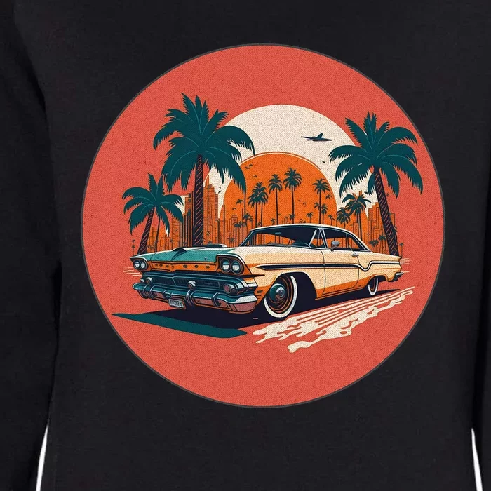 Retro Usa Muscle Car And Miami Sunset Womens California Wash Sweatshirt