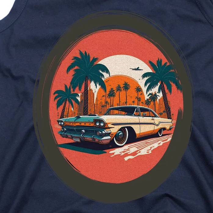 Retro Usa Muscle Car And Miami Sunset Tank Top