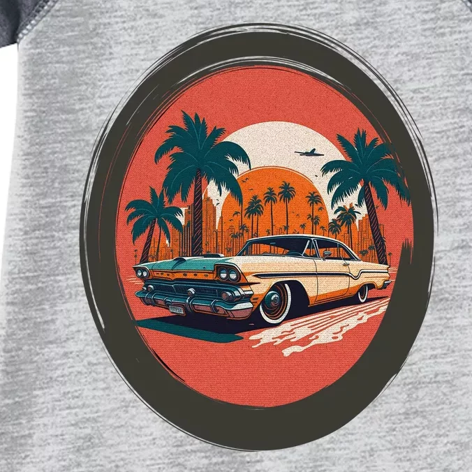 Retro Usa Muscle Car And Miami Sunset Infant Baby Jersey Bodysuit