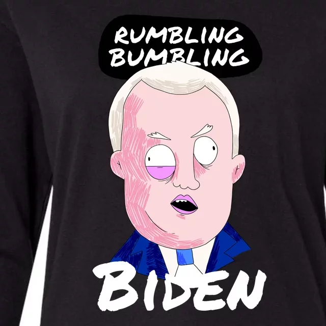 Rumbling Bumbling Joe Biden Cartoon Womens Cotton Relaxed Long Sleeve T-Shirt