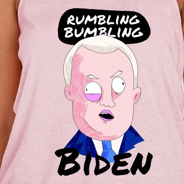 Rumbling Bumbling Joe Biden Cartoon Women's Knotted Racerback Tank