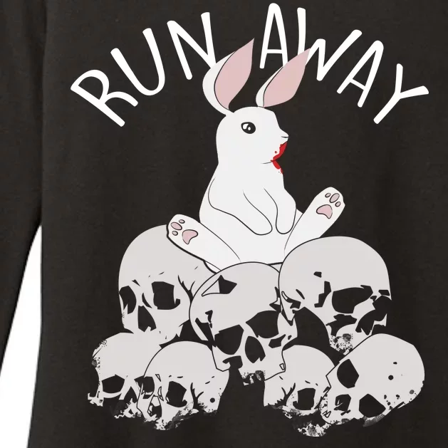 Run Away Bloody Bunny Skeleton Womens CVC Long Sleeve Shirt