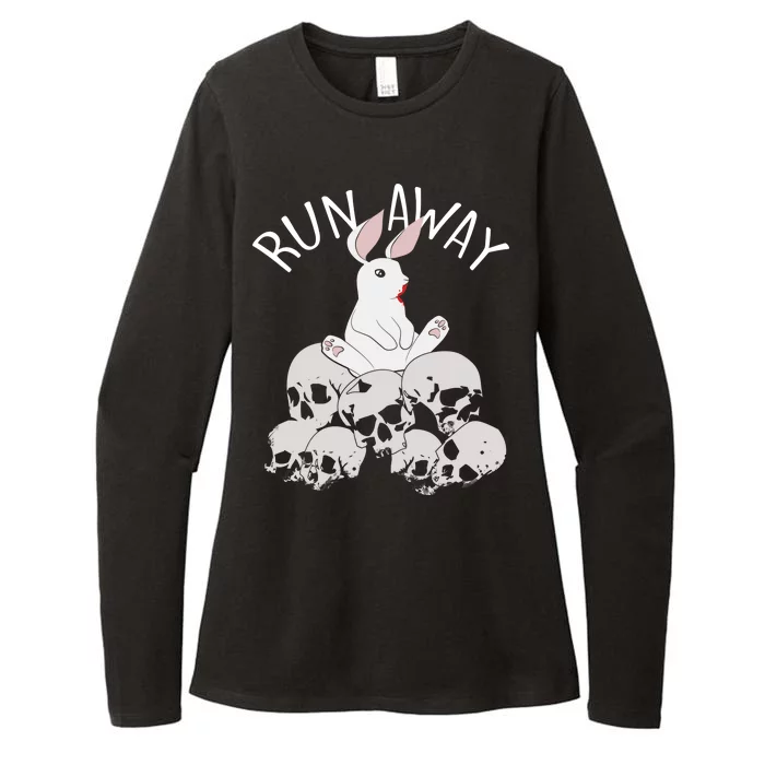 Run Away Bloody Bunny Skeleton Womens CVC Long Sleeve Shirt