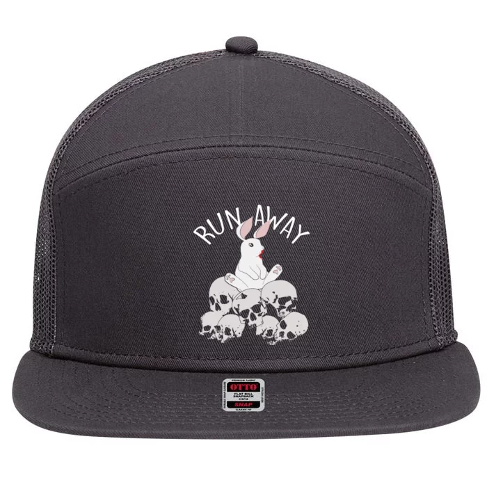 Run Away Bloody Bunny Skeleton 7 Panel Mesh Trucker Snapback Hat