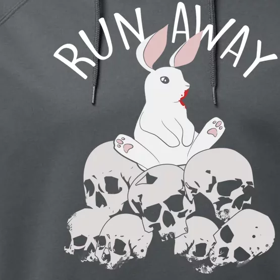 Run Away Bloody Bunny Skeleton Performance Fleece Hoodie