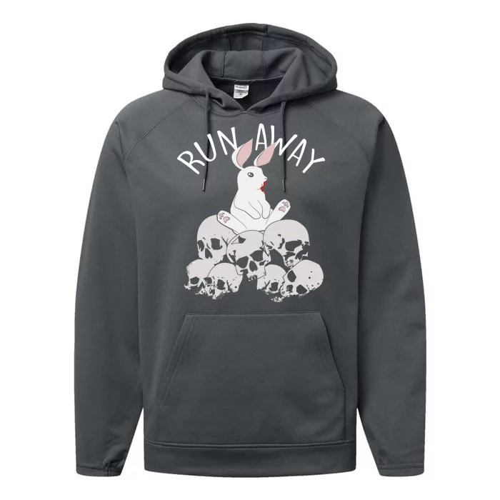 Run Away Bloody Bunny Skeleton Performance Fleece Hoodie