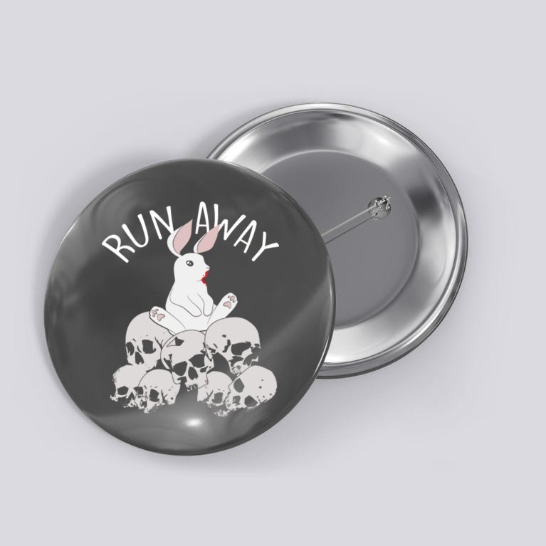 Run Away Bloody Bunny Skeleton Button