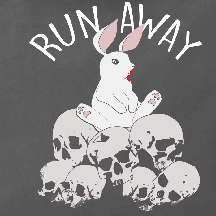 Run Away Bloody Bunny Skeleton Zip Tote Bag