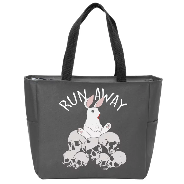 Run Away Bloody Bunny Skeleton Zip Tote Bag