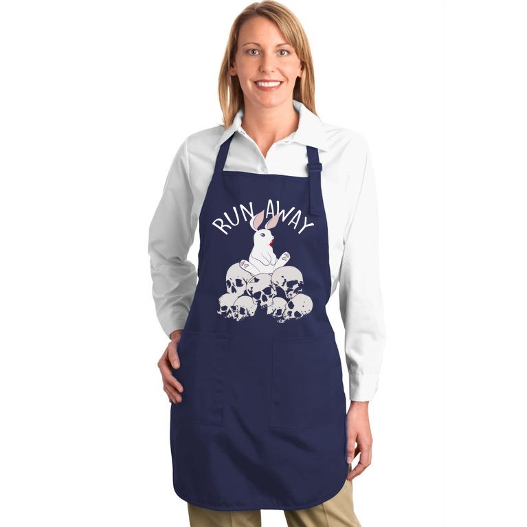 Run Away Bloody Bunny Skeleton Full-Length Apron With Pockets