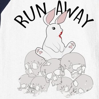 Run Away Bloody Bunny Skeleton Baseball Sleeve Shirt