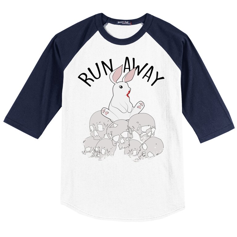 Run Away Bloody Bunny Skeleton Baseball Sleeve Shirt