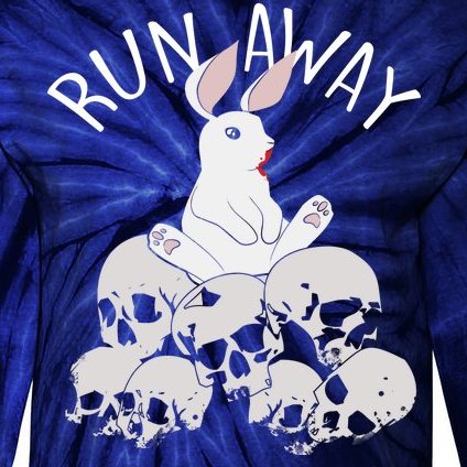 Run Away Bloody Bunny Skeleton Tie-Dye Long Sleeve Shirt