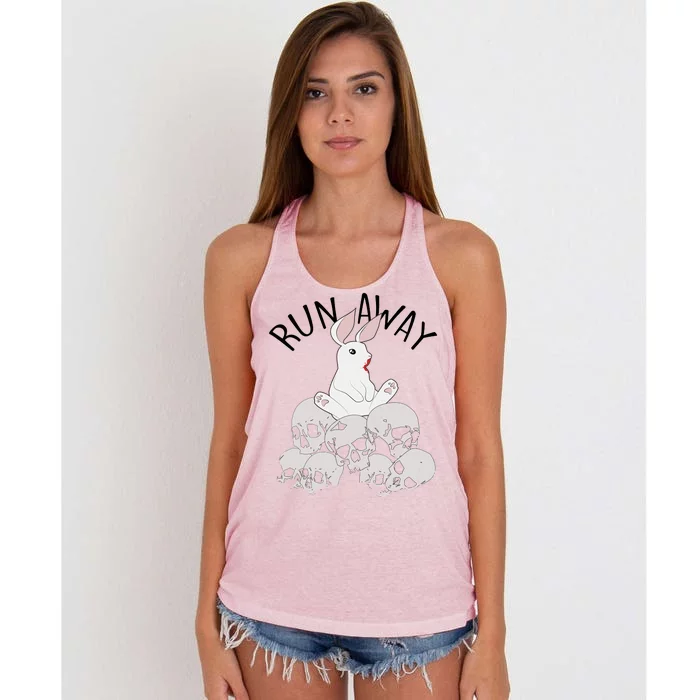 Run Away Bloody Bunny Skeleton Women's Knotted Racerback Tank