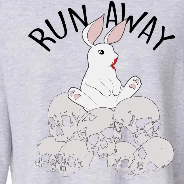 Run Away Bloody Bunny Skeleton Cropped Pullover Crew