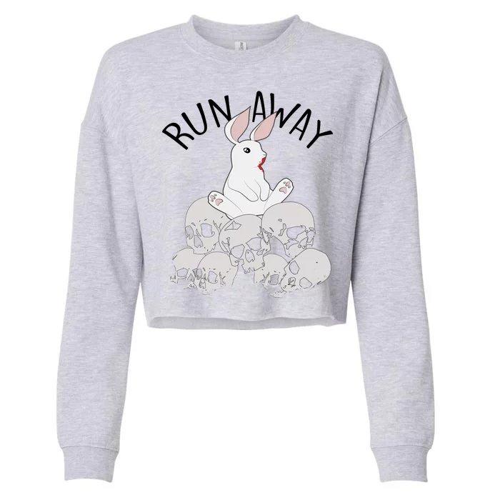 Run Away Bloody Bunny Skeleton Cropped Pullover Crew