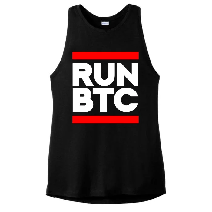 RUN BTC Bitcoin Cryptocurrency Ladies Tri-Blend Wicking Tank