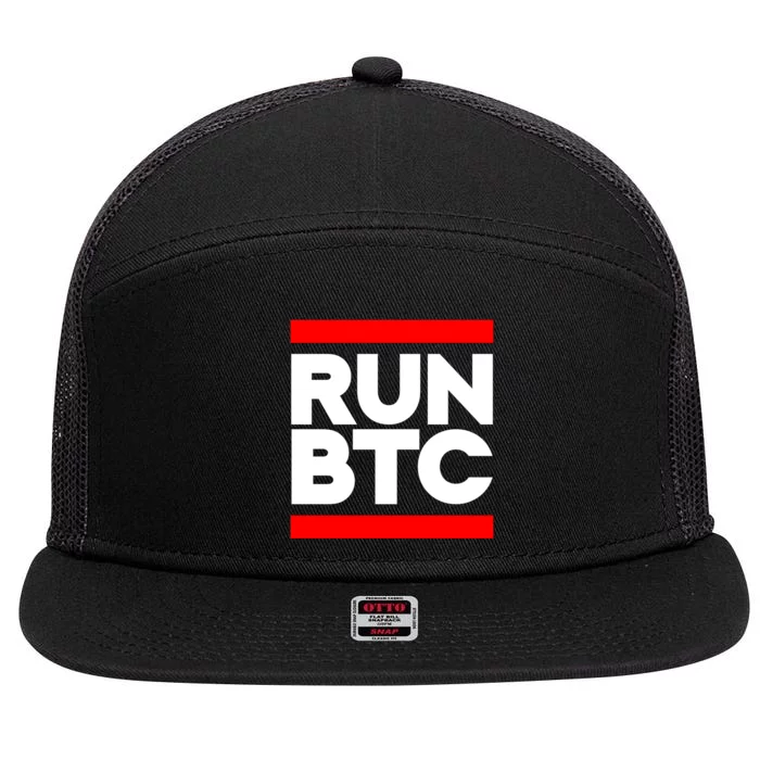 RUN BTC Bitcoin Cryptocurrency 7 Panel Mesh Trucker Snapback Hat