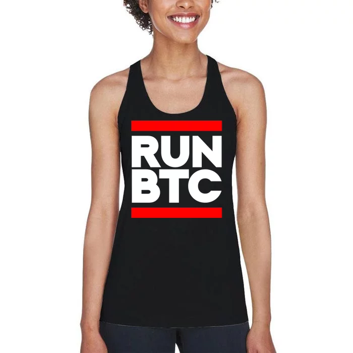 RUN BTC Bitcoin Cryptocurrency Women's Racerback Tank