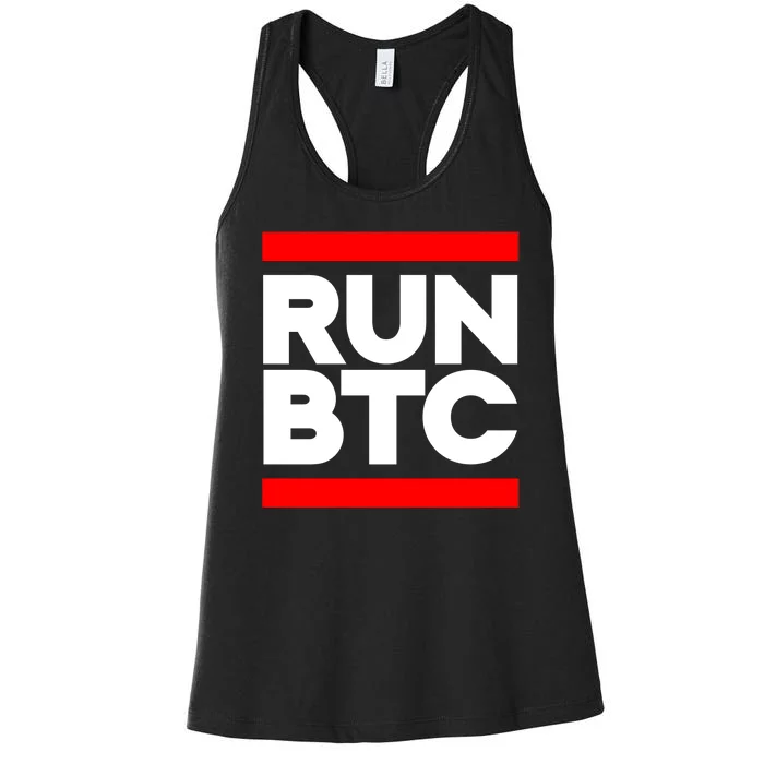 RUN BTC Bitcoin Cryptocurrency Women's Racerback Tank