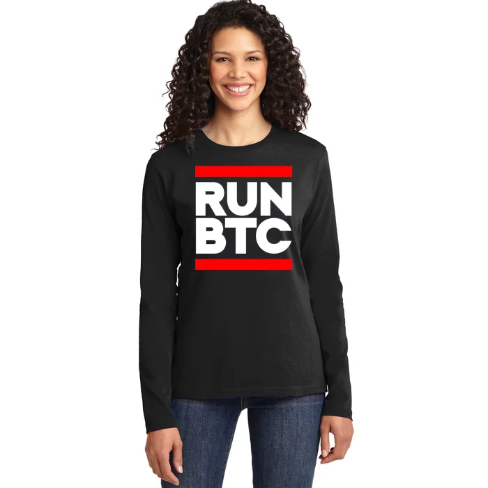 RUN BTC Bitcoin Cryptocurrency Ladies Long Sleeve Shirt