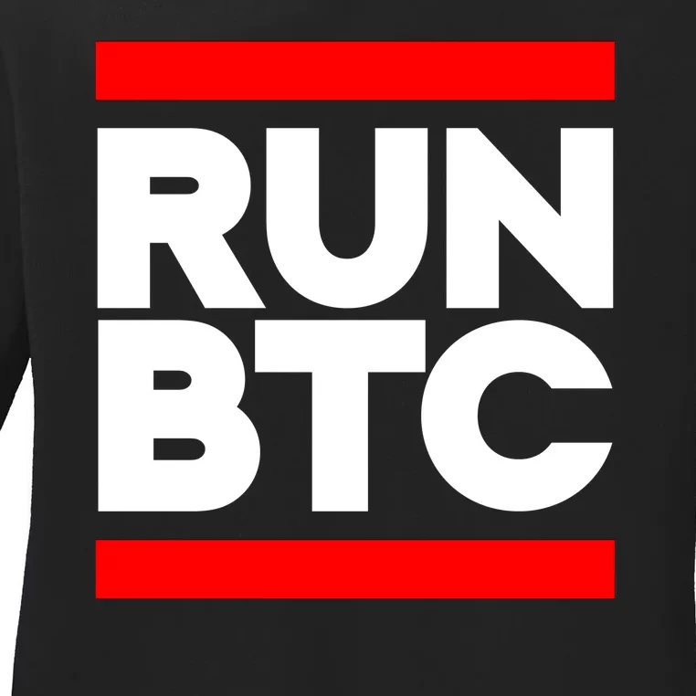 RUN BTC Bitcoin Cryptocurrency Ladies Long Sleeve Shirt