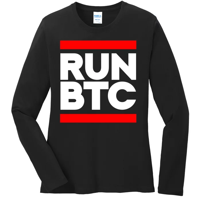 RUN BTC Bitcoin Cryptocurrency Ladies Long Sleeve Shirt