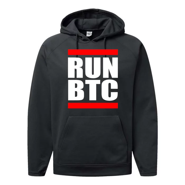 Run BTC Bitcoin Cryptocurrency Crypto Moon Hodl Performance Fleece Hoodie