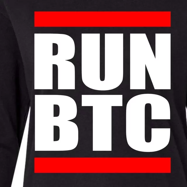 Run BTC Bitcoin Cryptocurrency Crypto Moon Hodl Womens Cotton Relaxed Long Sleeve T-Shirt