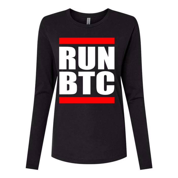 Run BTC Bitcoin Cryptocurrency Crypto Moon Hodl Womens Cotton Relaxed Long Sleeve T-Shirt