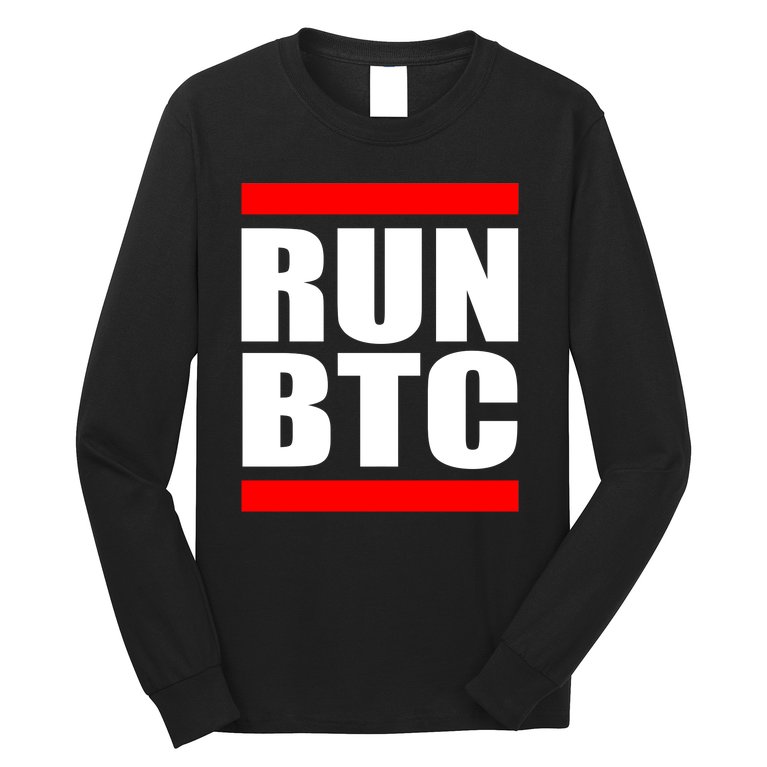 Run BTC Bitcoin Cryptocurrency Crypto Moon Hodl Long Sleeve Shirt