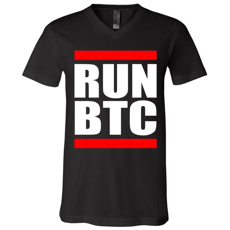Run BTC Bitcoin Cryptocurrency Crypto Moon Hodl V-Neck T-Shirt