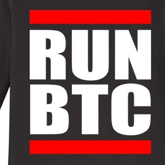 Run BTC Bitcoin Cryptocurrency Crypto Moon Hodl Baby Long Sleeve Bodysuit